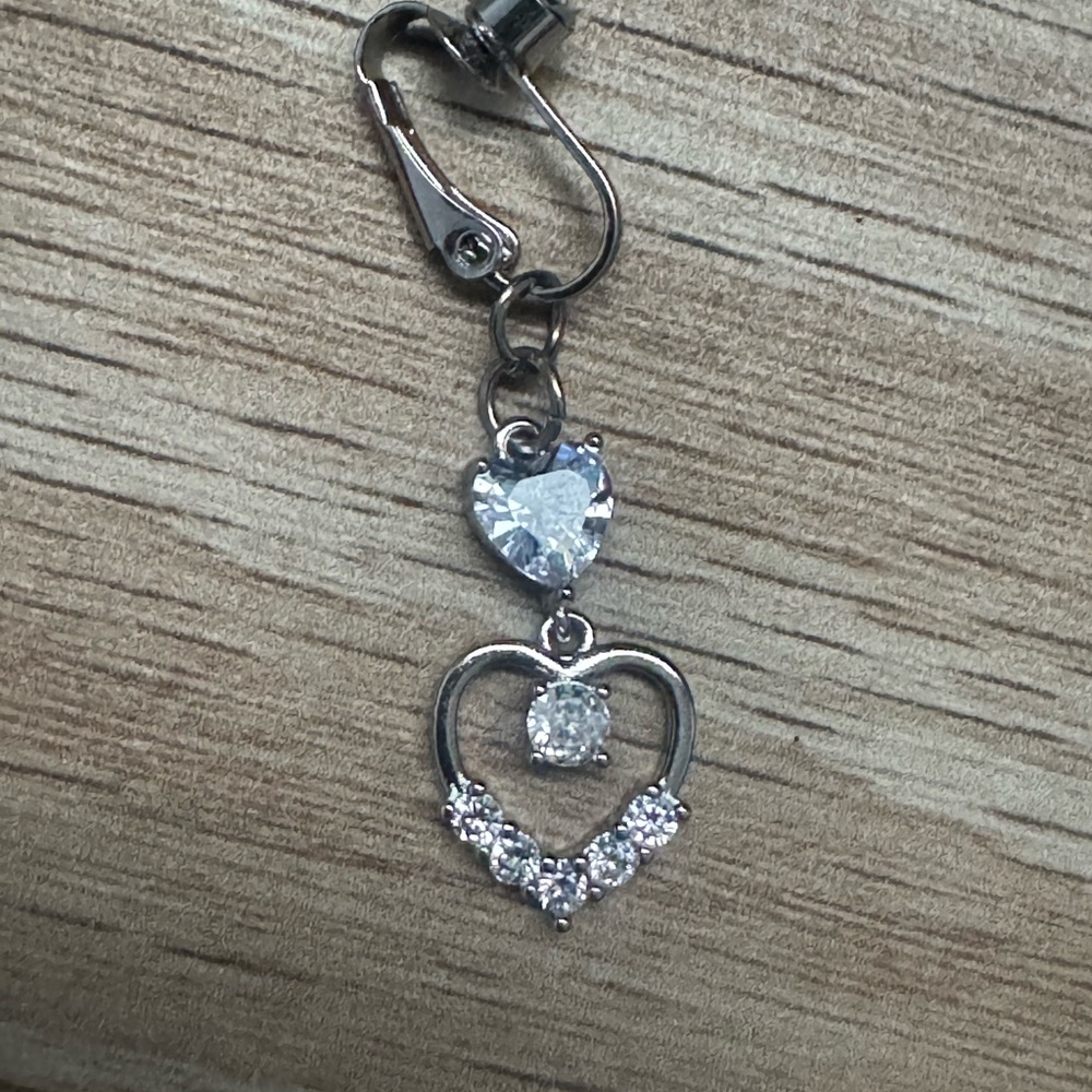 Silver Heart Dangle Piercing (Fake)
